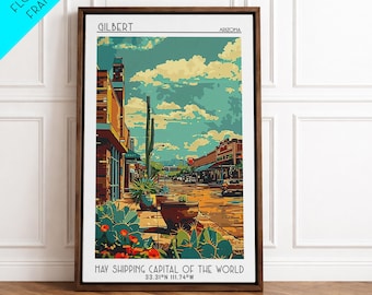 Gilbert Travel Poster, Canvas Print, Poster Print, Travel Wall Art, Poster Art, City Travel Poster, City Wall Art, Home Office Decor
