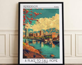 Henderson Travel Poster, Canvas Print, Poster Print, Travel Wall Art, Mid Century Wall Art, Travel Decor, Wall Art, Travel Art Print