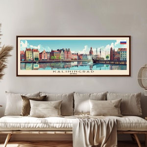 Kaliningrad Russia Travel Print Wall Art, Panoramic City Art, Travel Art, Wall Decor, Vacation Gift, Framed Canvas Print Or Metal Art