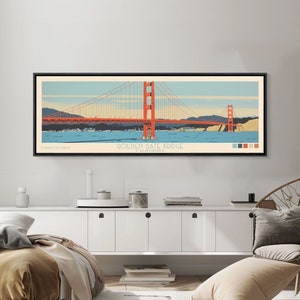 Golden Gate Bridge Framed Canvas Print: Vintage Travel Poster image 5