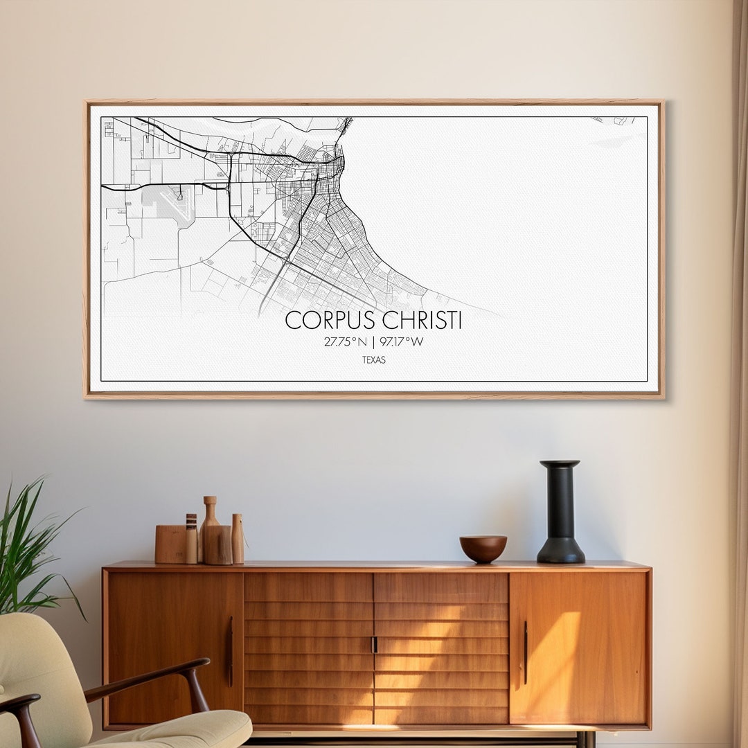 Corpus Christi Street Map, Texas Map, Map Print, Minimalist Art, Wall ...