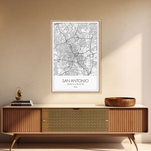 San Antonio Street Map, Texas Map, City Map Art, Minimalist Art, Wall Art, Canvas Print, Black And White Art, Travel Print, Family Gift