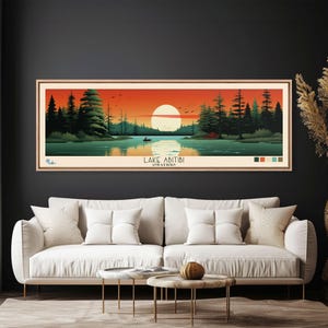 Lake Abitibi Ontario Canvas Print: Mid-Century Modern Panoramic Art