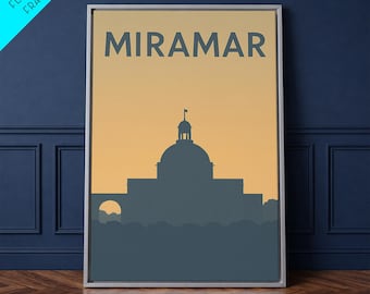 Miramar Travel Poster, Framed Canvas Print, Vintage City Poster Art, Miramar Art Print, Gift For Travelers, Modern Wall Decor, Design 2