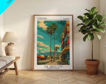Corona Travel Poster, Canvas Print, Travel Wall Art, City Wall Art, City Travel Poster, Vintage Poster, Modern Wall Decor, Art Print