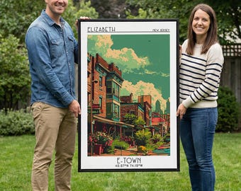 Elizabeth Travel Poster, Framed Canvas Print, Travel Art Print, Modern Wall Decor, Poster Art, City Travel Poster, Colorful Wall Art