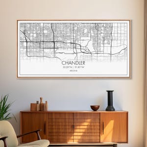 Chandler Arizona Map Art Print: Modern Black and White Canvas
