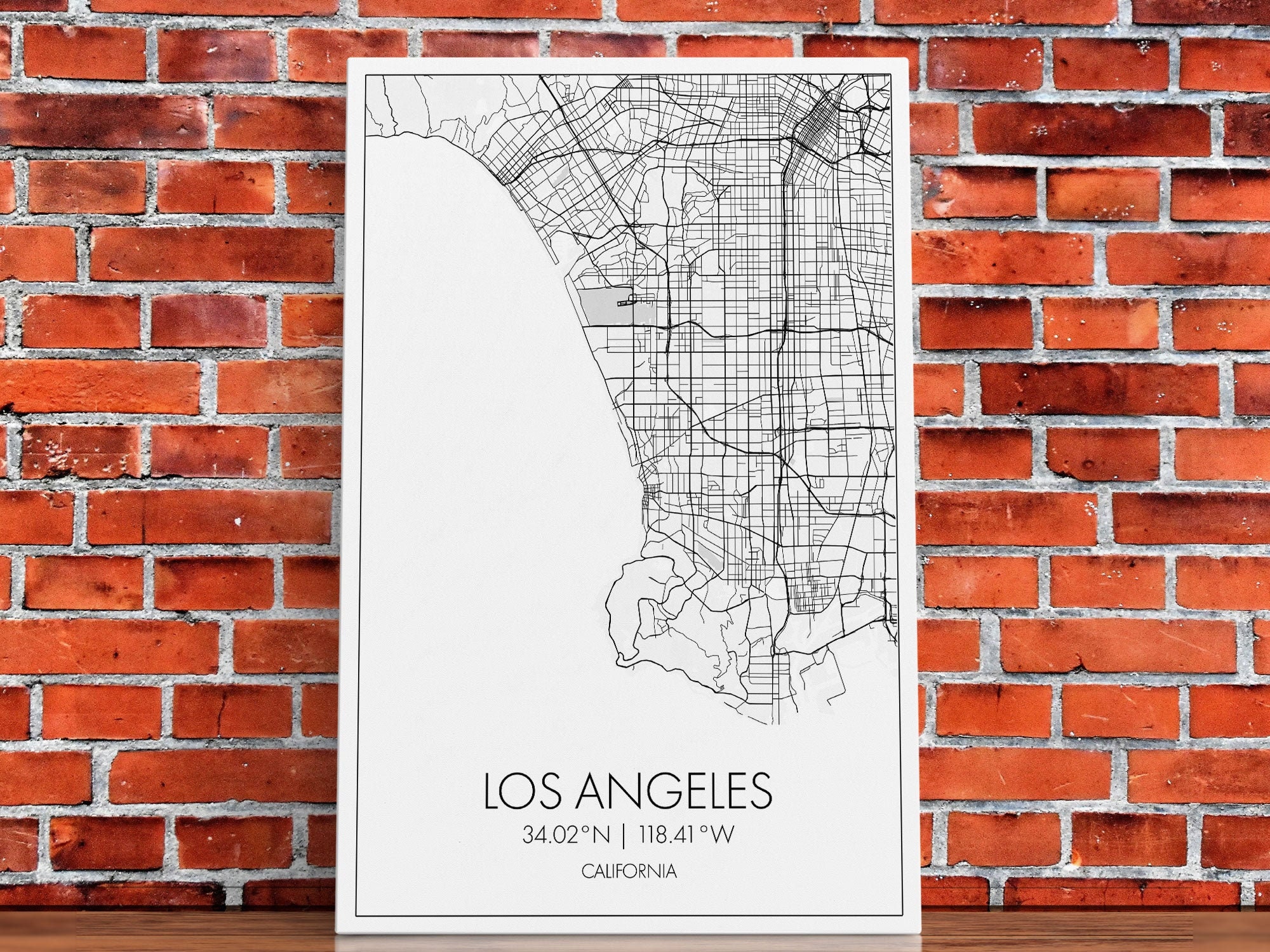 Los Angeles Street Map, California Map, City Map Art, Modern Art, Wall Art, Canvas Print, Travel ...