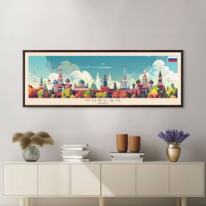 Kurgan Russia Travel Print Wall Art, Panoramic City Art, Travel Art, Wall Decor, Vacation Gift, Framed Canvas Print Or Metal Art