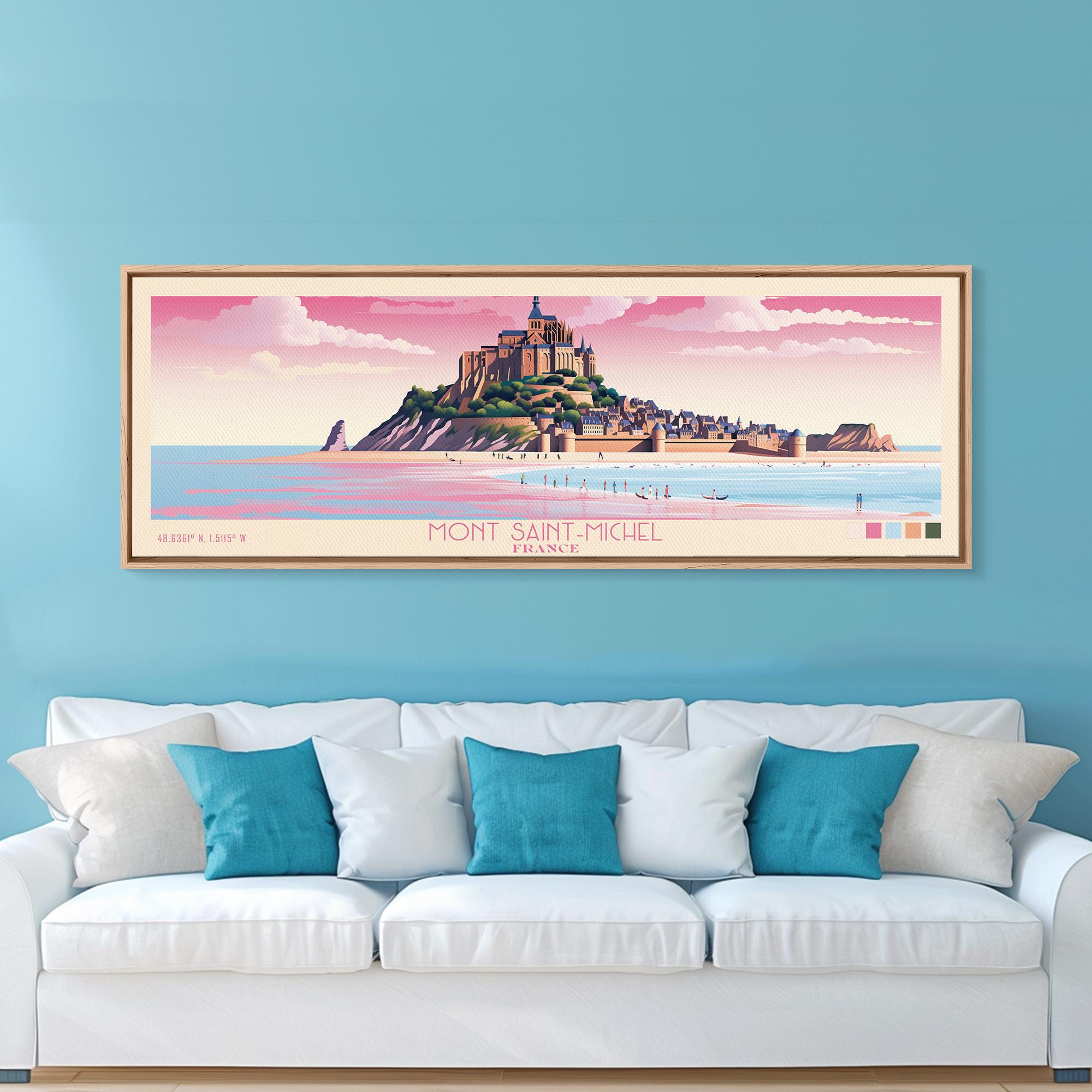 Mont Saint Michel France Art: Framed Travel Poster Canvas Print