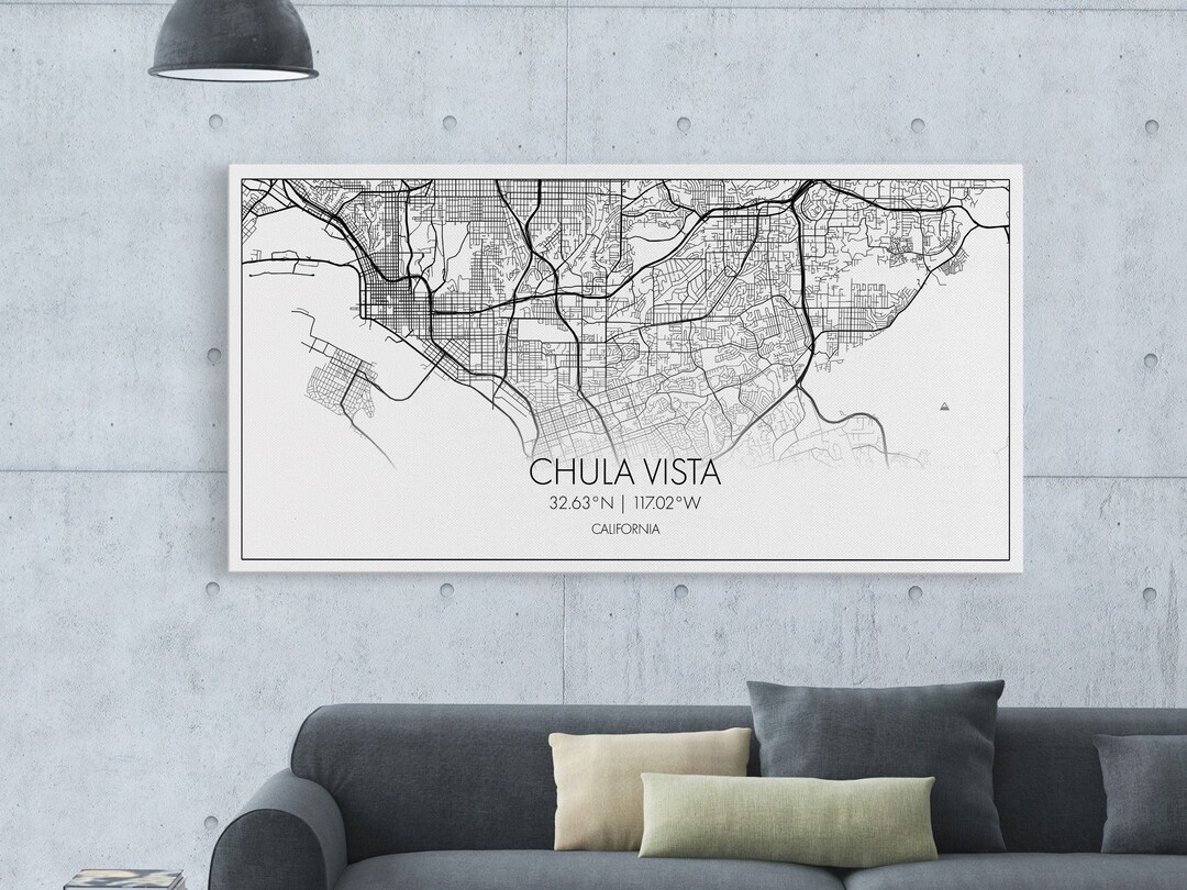 Chula Vista Street Map California Map Map Print Modern Art - Etsy