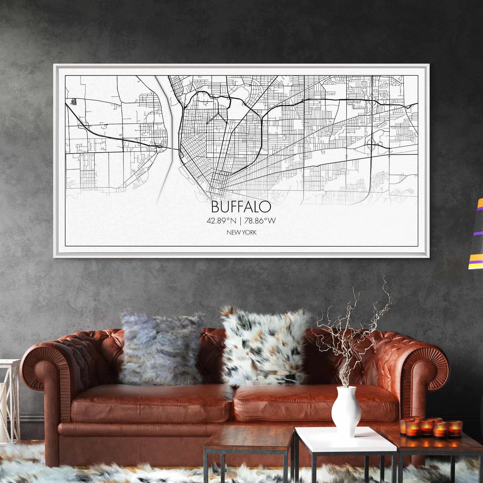 Buffalo Street Map, New York Map, Map Print, Modern Art, Wall Art ...