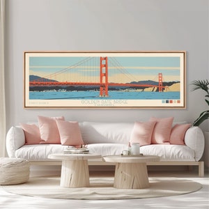 Golden Gate Bridge Framed Canvas Print: Vintage Travel Poster image 2