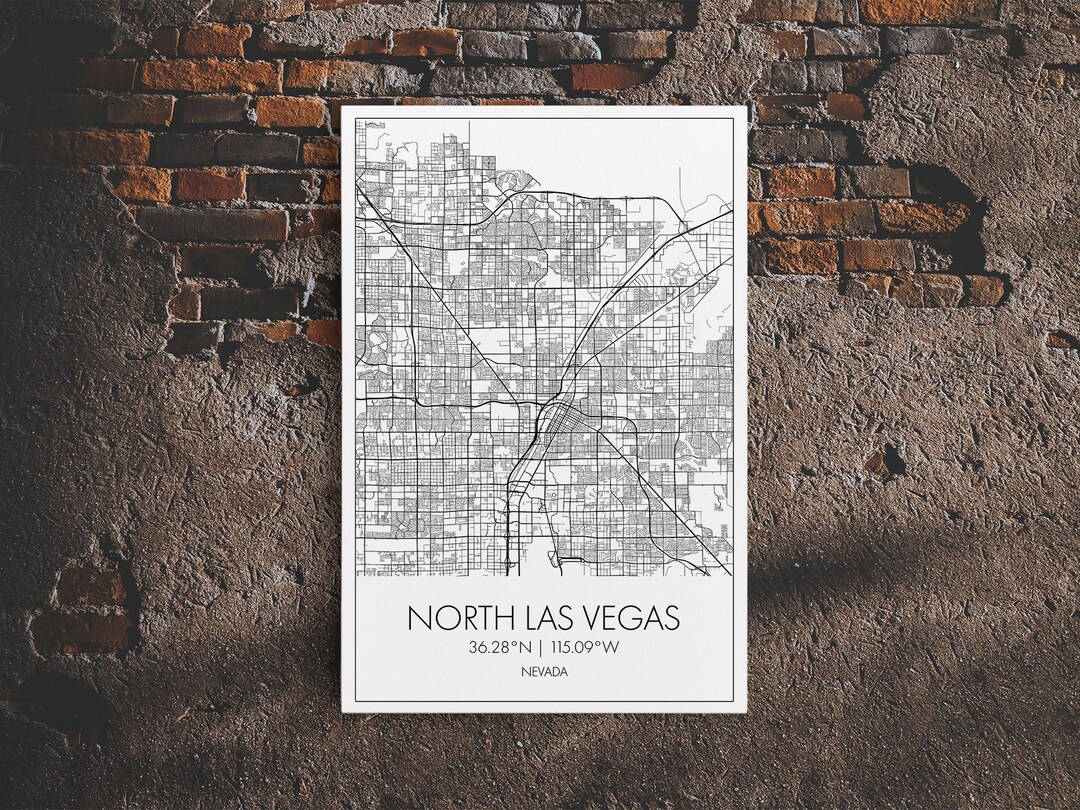 North Las Vegas Street Map Nevada Map City Map Art Modern - Etsy
