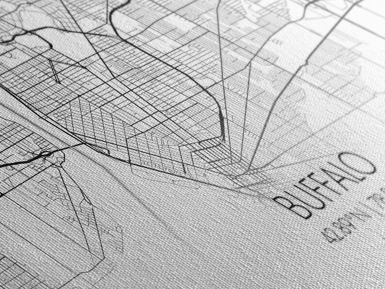 Buffalo Street Map New York Map Map Print Modern Art Wall - Etsy