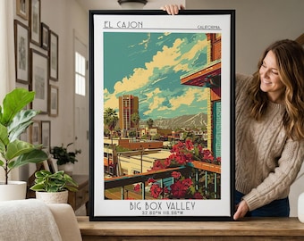 El Cajon Travel Poster, Framed Canvas Print, Travel Wall Art, City Wall Art, Poster Art, Art Print, Travel Art Print, Retro Wall Art