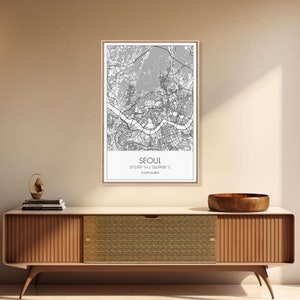 Seoul Street Map, South Korea Map, Asia City Map Print, Minimalist Art, Wall Art, Canvas Print, Travel Gift For Women, Travel Wall Décor