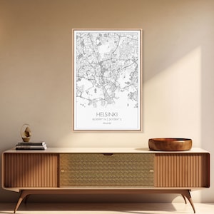 Helsinki Street Map, Finland Map, Europe City Map Art, Minimalist Art, Wall Art, Canvas Print, Travel Wall Art, Gifts For Him, Bedroom Art