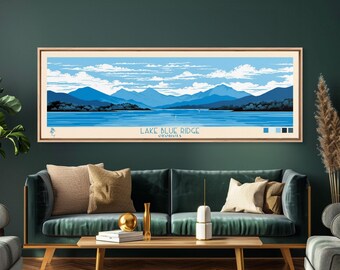 Lake Blue Ridge Georgia Canvas Print: Mid-Century Modern Panoramic Art