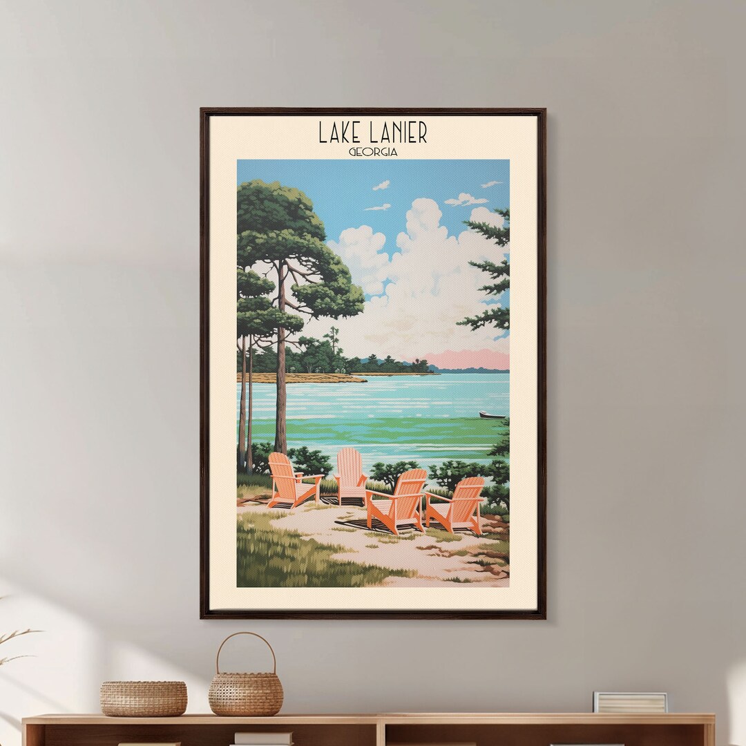 Lake Lanier Georgia Canvas Print: Mid-century Modern Lake House Art - Etsy