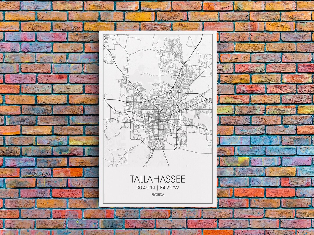 Tallahassee Street Map Florida Map City Map Print Modern - Etsy