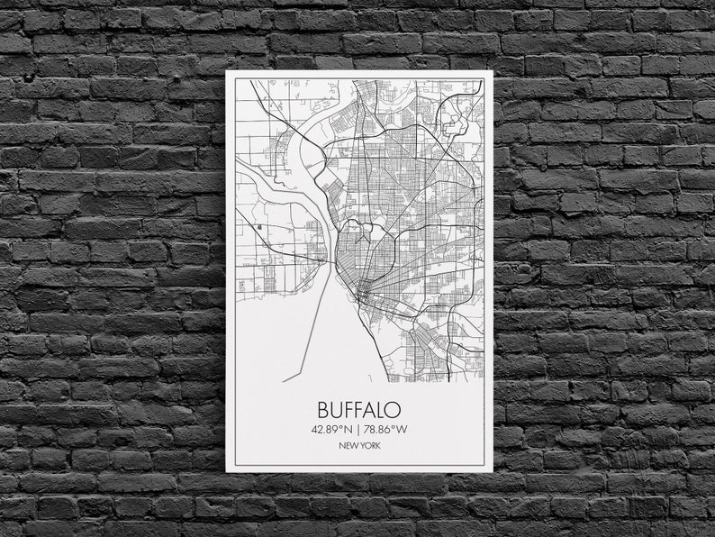Buffalo Street Map New York Map City Map Art Modern Art - Etsy