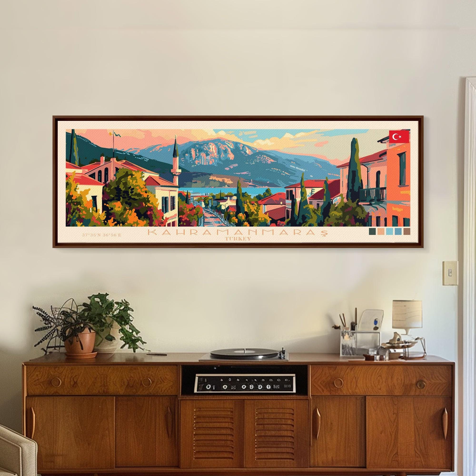 Kahramanmaras Turkey Panoramic Art Print: Mid-century Travel