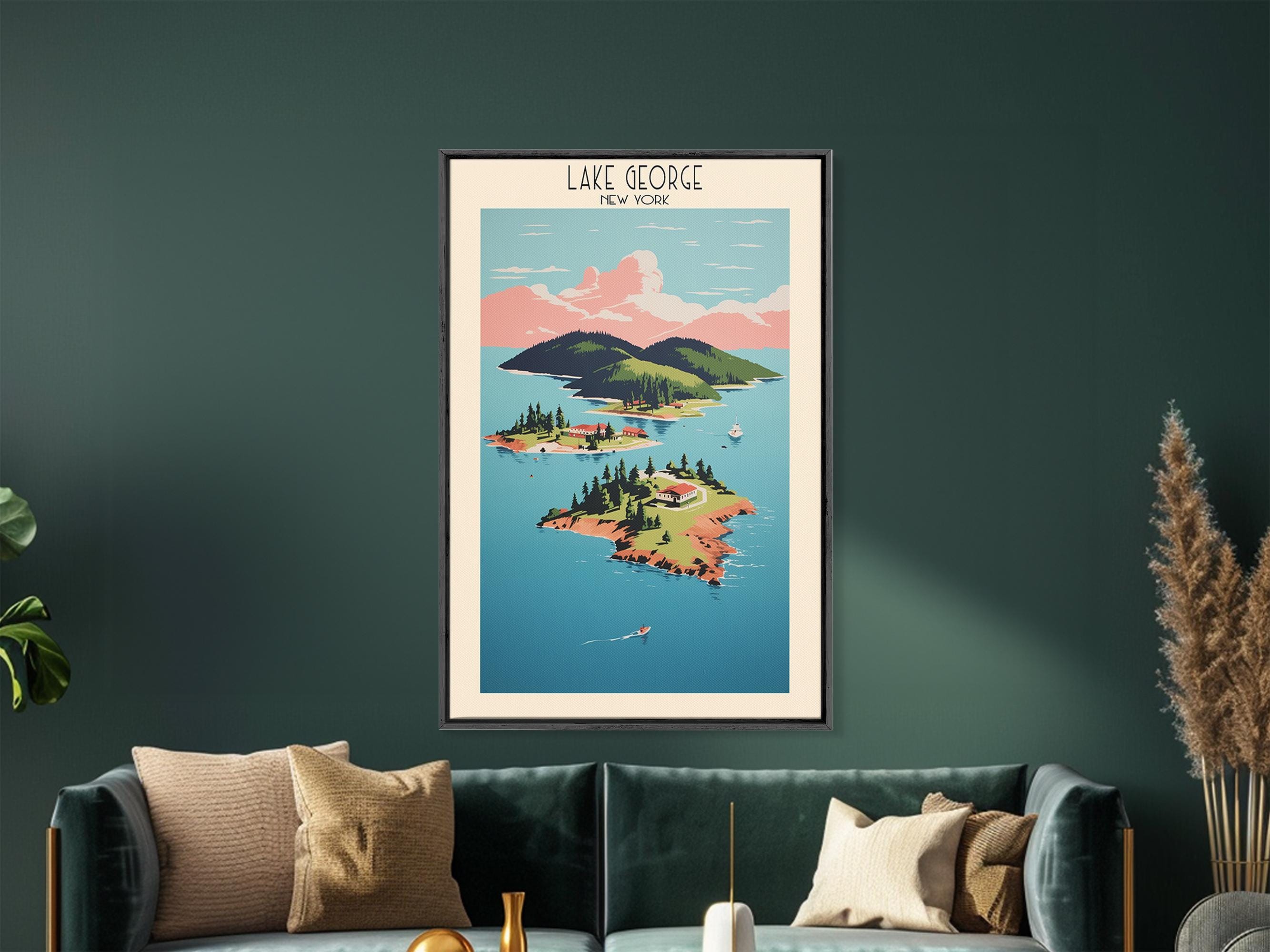 Lake George NY Canvas Print: Mid-century Modern Travel Poster - Etsy