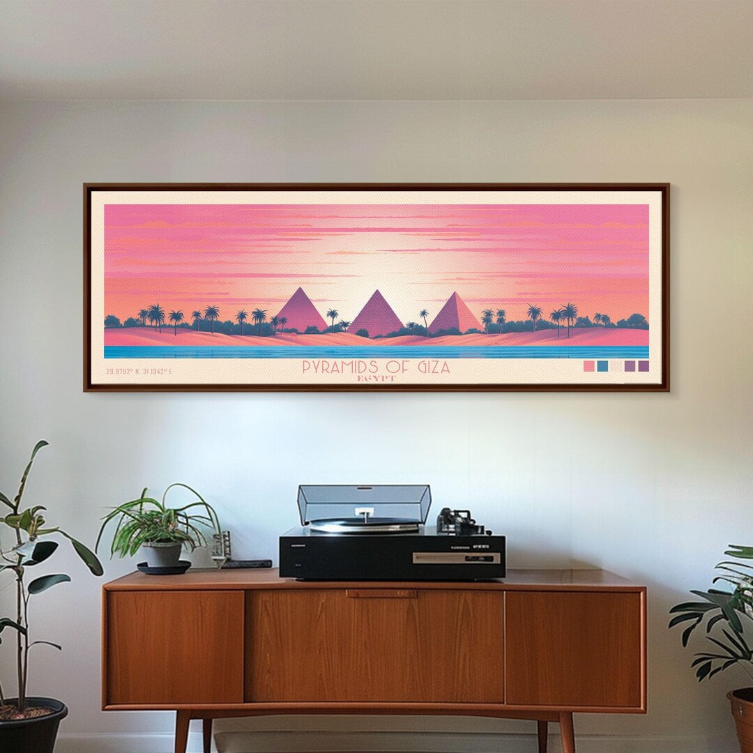 Pyramids of Giza Framed Canvas Print: Travel Poster Wall Art - Etsy