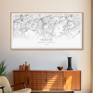 Helsinki City Map, Finland Map, Map Art, Minimalist Art, Wall Art, Canvas Art, Europe Art, Gift For Girls, Large Canvas Art, Travel Wall Art