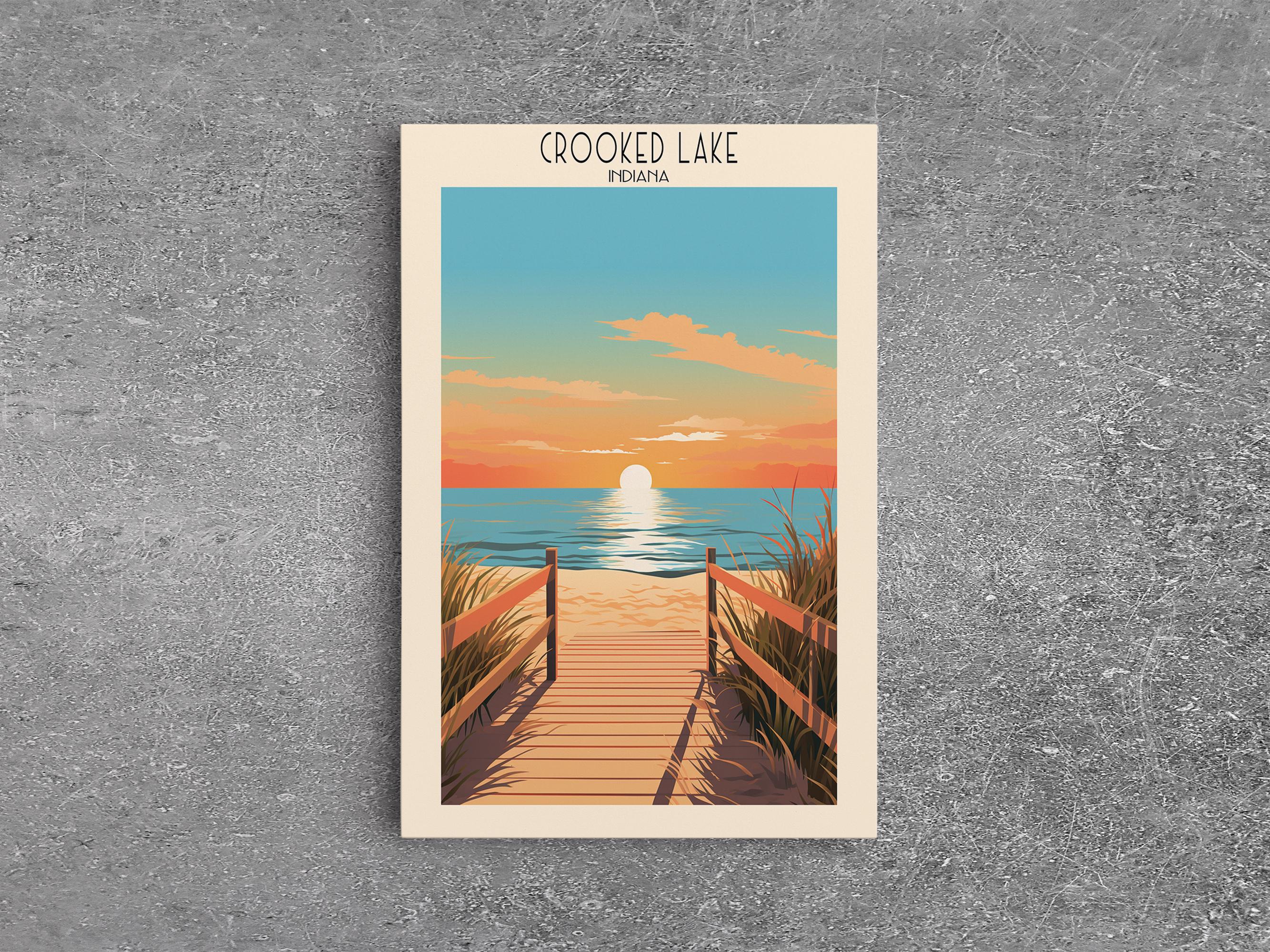 Crooked Lake Indiana Canvas Print: Mid-century Modern Lake House