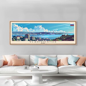 Vladivostok Russia Travel Print Wall Art, Panoramic City Art, Travel Art, Wall Decor, Vacation Gift, Framed Canvas Print Or Metal Art
