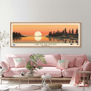 Lake of the Woods Minnesota Canvas Print: Panoramic Mid-Century Modern Wall Art