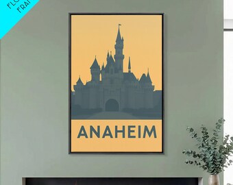 Anaheim Travel Poster, Framed Canvas Print, Mid Century Travel Art, Anaheim Art Print, Travel Art Print, City Illustration, Vintage Print