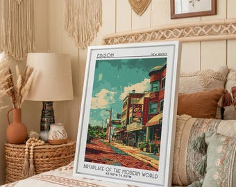 Edison Travel Poster, Canvas Print, Travel Wall Art, City Wall Art, Home Decor, Travel Wall Decor, Fine Art Print, City Illustration