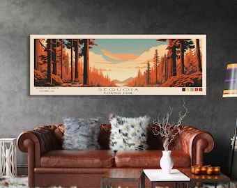 Sequoia National Park Art: California Travel, Minimalist Watercolor Panoramic Print
