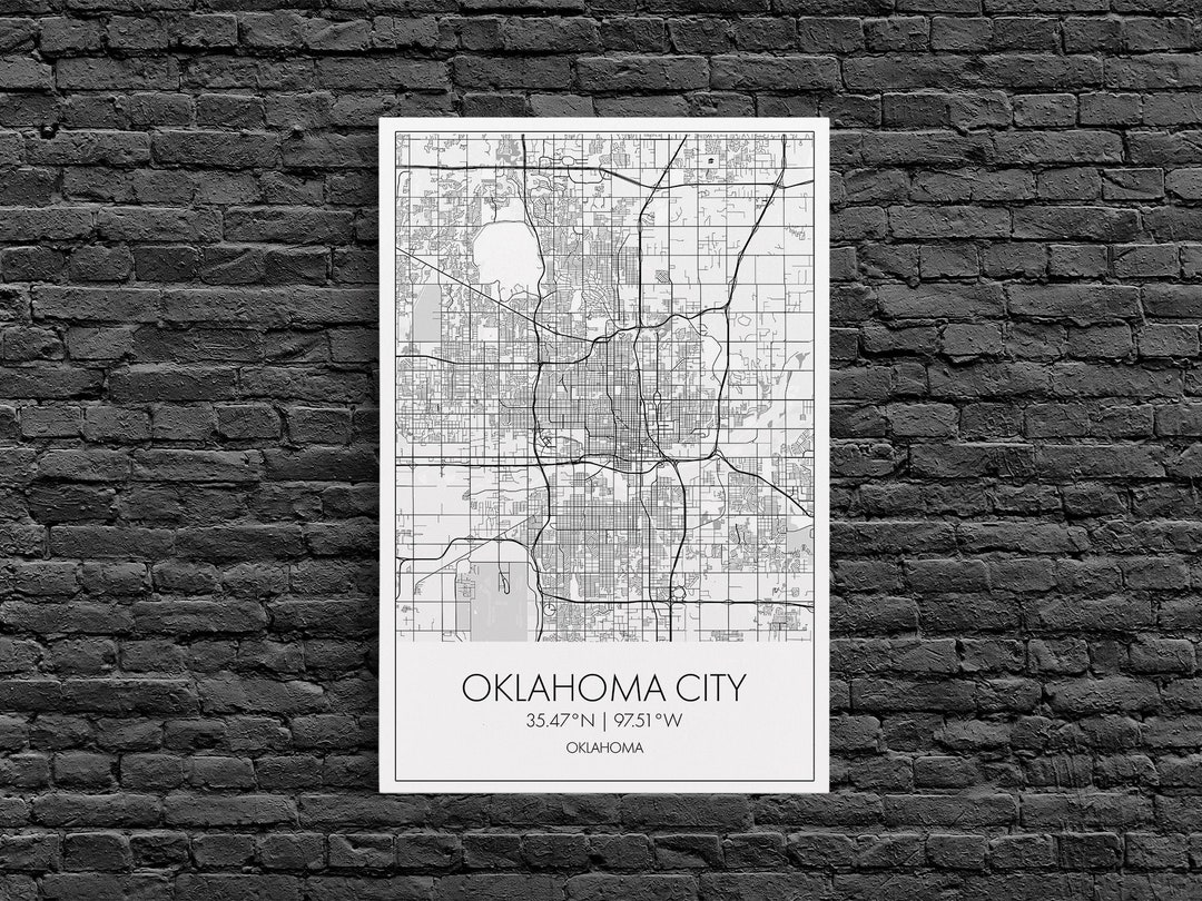 Oklahoma City Street Map Oklahoma Map City Map Art Modern - Etsy