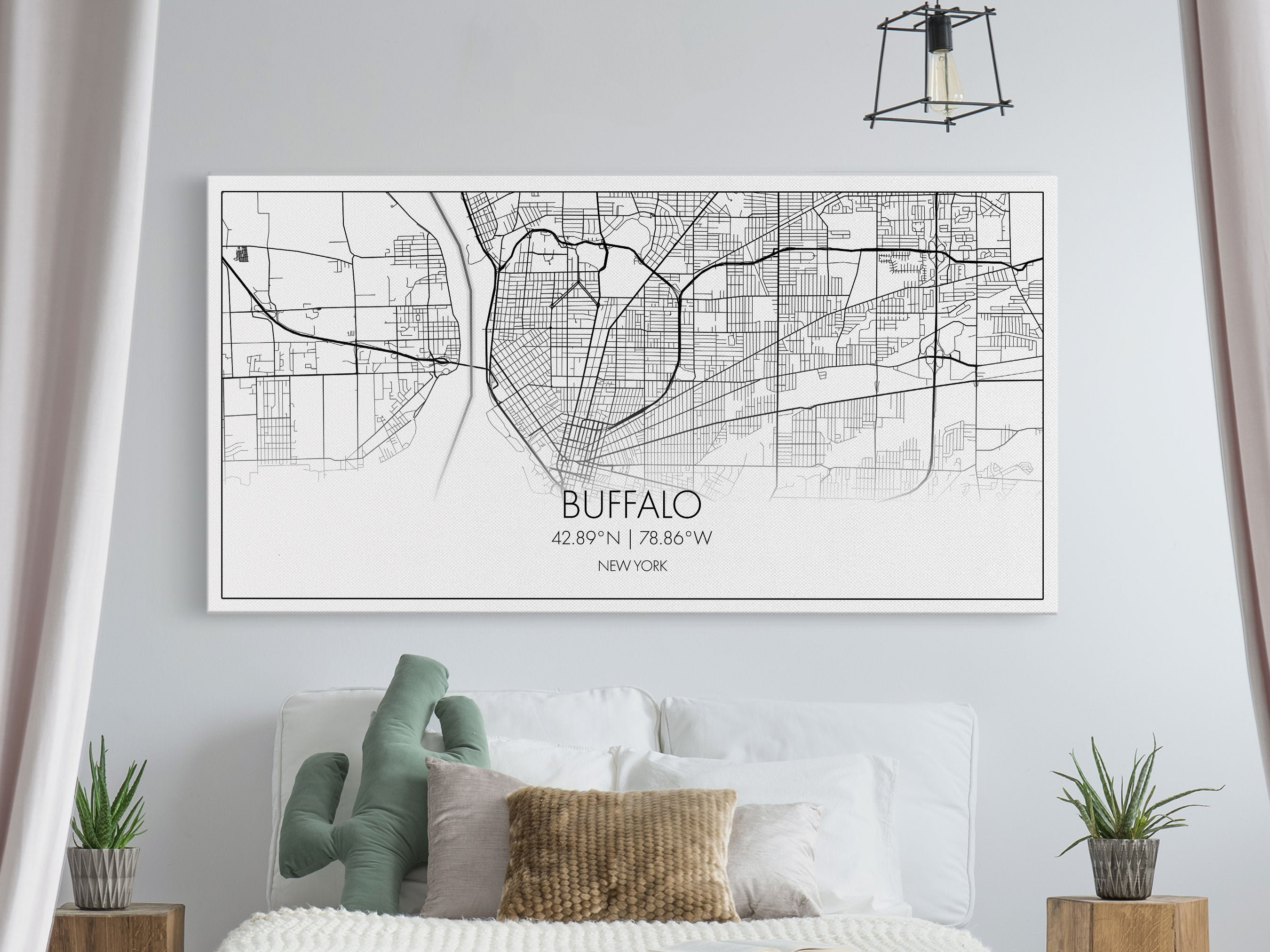 Buffalo Street Map New York Map Map Print Modern Art Wall - Etsy