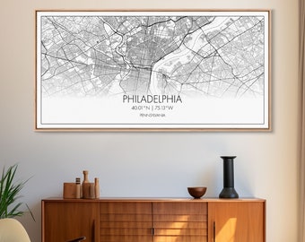 Philadelphia City Map, Pennsylvania Art, Map Print, Minimalist Wall Art, Wall Art, Canvas Art, Gift For The Home, Bedroom Wall Art, Office