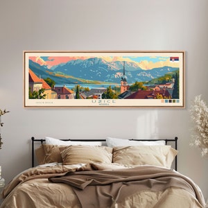 Uice Serbia Travel Print Wall Art, Panoramic City Art, Travel Art, Wall Decor, Vacation Gift, Framed Canvas Print Or Metal Art