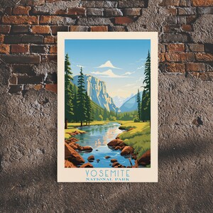Yosemite National Park Art Print: Mid-Century Modern Landscape