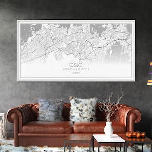 Oslo City Map Art: Minimalist Norway Print, Travel Wall Art
