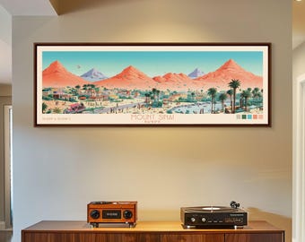 Mount Sinai Retro Travel Poster: Egypt Panoramic Canvas Print