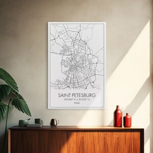 Saint Petersburg Street Map, Russia Map, City Map Art, Minimalist Art, Wall Art, Canvas Print, Room Décor, Gift For Mom, Travel Wall Art
