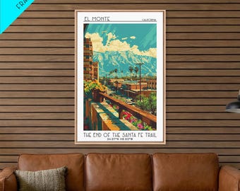 El Monte Travel Poster, Canvas Print, City Art Print, Travel Wall Art, Wall Art, Travel Prints, Gallery Wall Set, Retro Travel Print