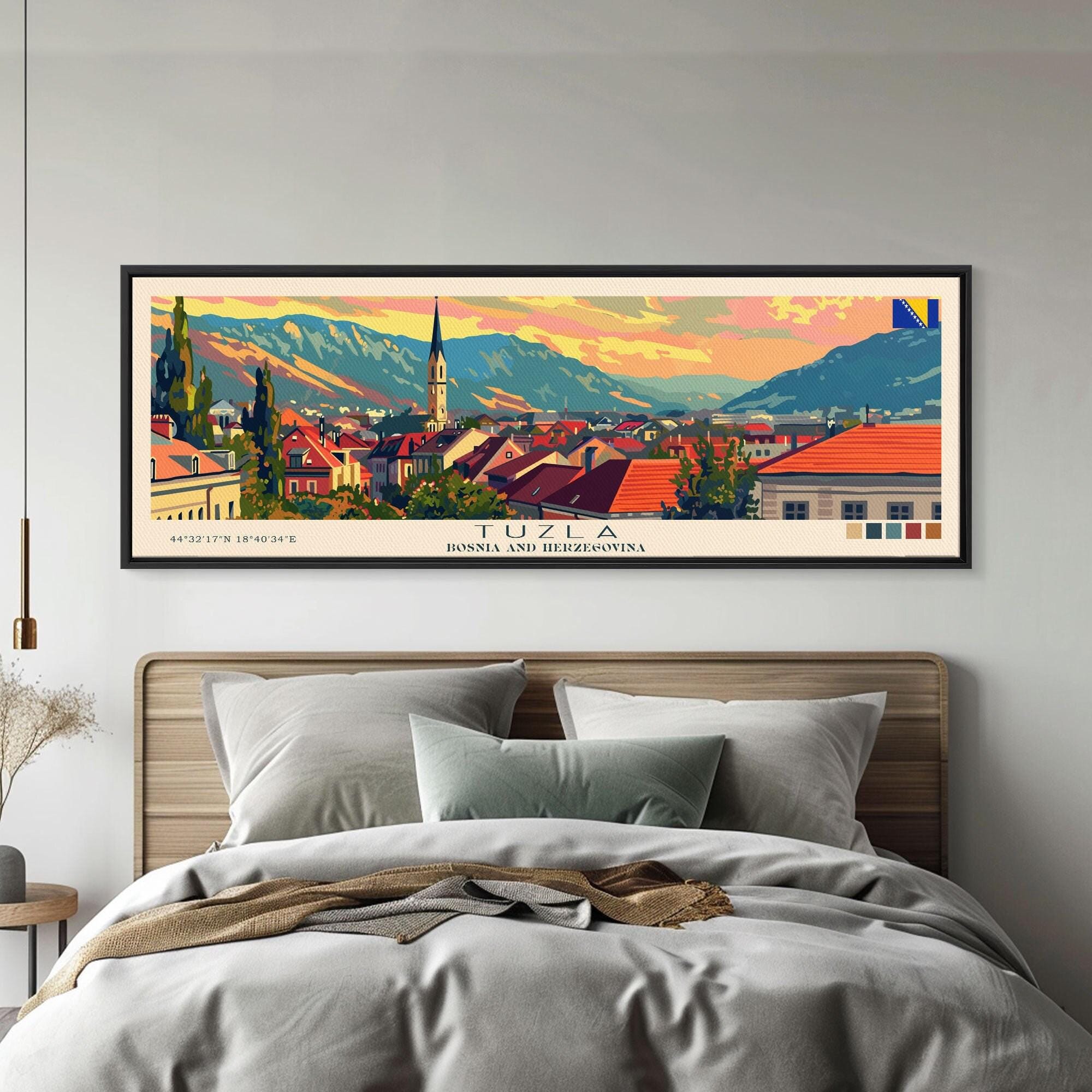 Tuzla Bosnia Panoramic City Art Print: Travel Wall Decor, MCM