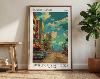 Corpus Christi Travel Poster, Canvas Print, City Art Print, Travel Wall Art, Home Office Decor, Minimalist Poster, City Illustration