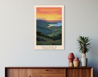 Haleakala National Park Hawaii Travel Art, National Park Print, Minimalist Travel Art, Midcentury Modern Style Landscape Painting