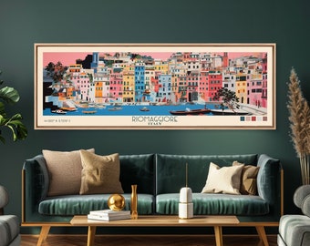 Riomaggiore Panoramic Wall Art Travel Poster, Gift For Travel Lover, Vacation Gift, Italy Wall Art, Home Decor, Original Art