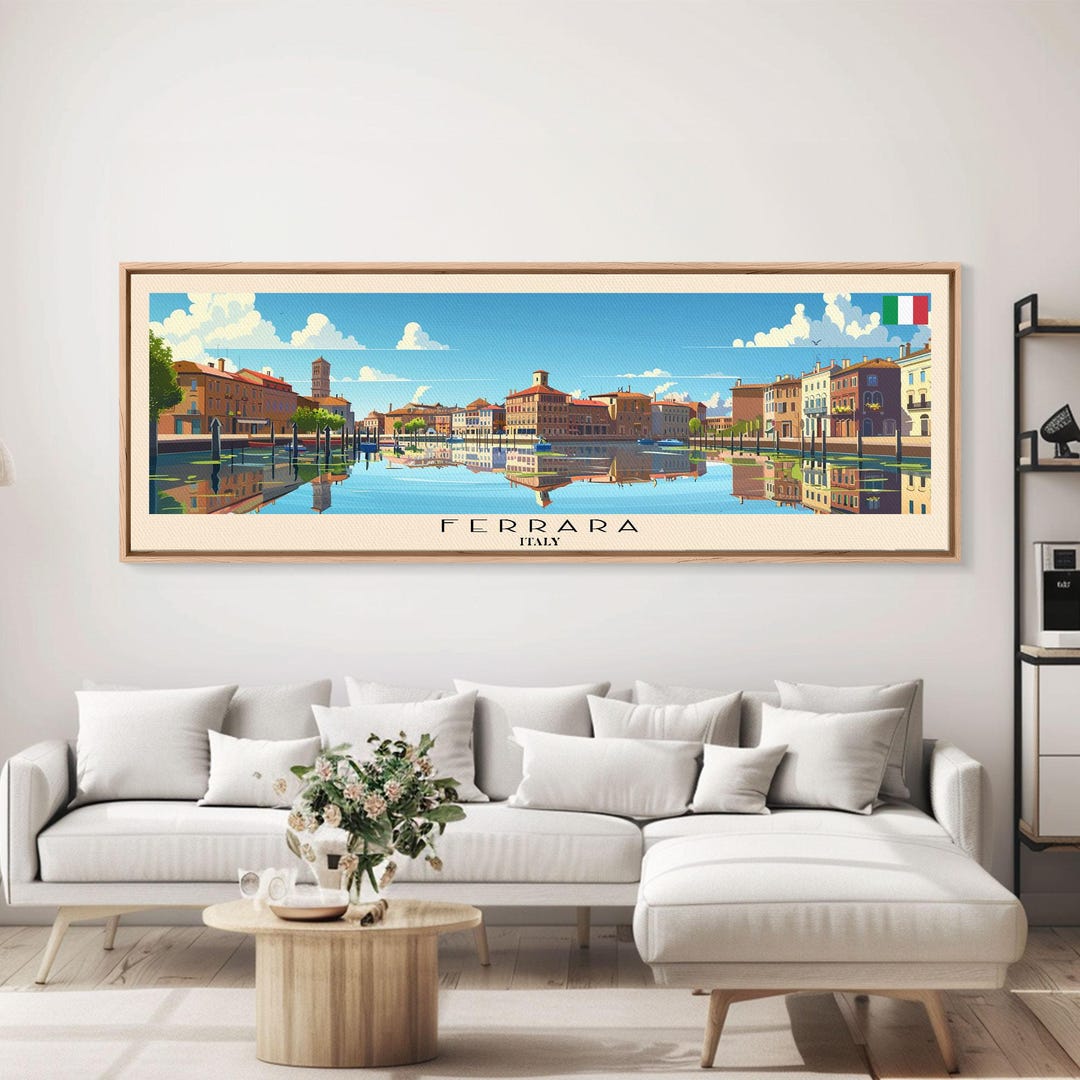 アート・デザイン・音楽 L'ALTRA STORIA D'ITALIA 1948-2022 Ferrara Italy Art: Panoramic Cityscape, Framed Canvas or Metal
